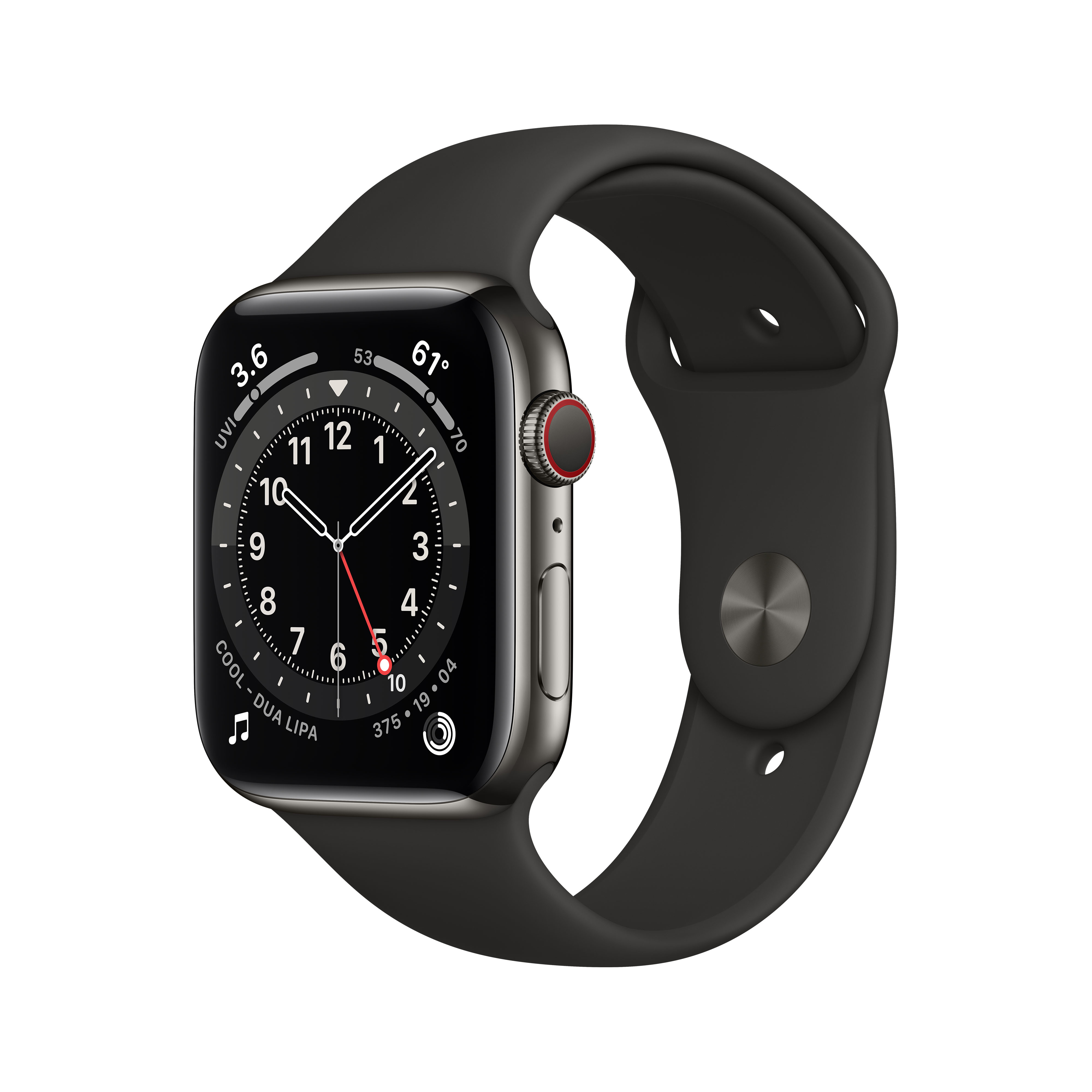 APPLE Apple Watch Series 6 44mm LTE Graphite SS Stainless Steel | Black Sport Band
