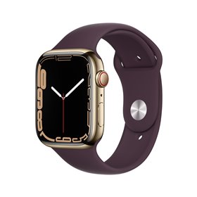 APPLE Apple Watch Series 7 45mm LTE Gold SS Stainless Steel | Dark Cherry Sport Band