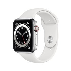 APPLE Apple Watch Series 6 44mm LTE Silver SS Stainless Steel | White Sport Band