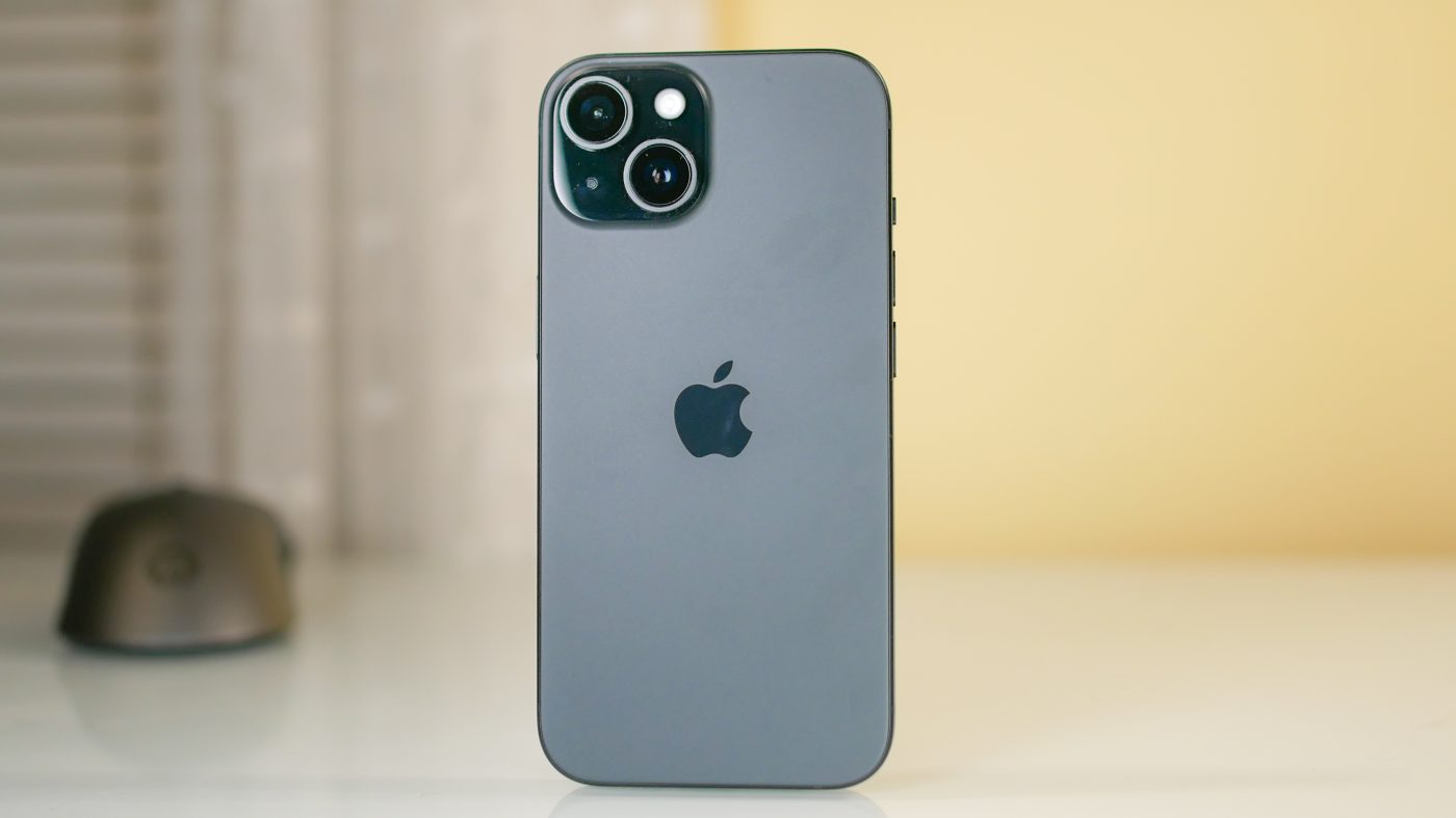 An iPhone 11 displayed with a sleek gray case, showcasing its elegant design and modern features.