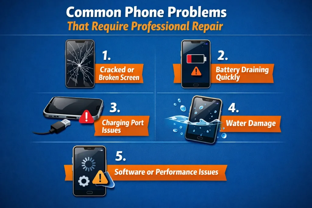 visual representation of Common Phone Problems That Require Professional Repair