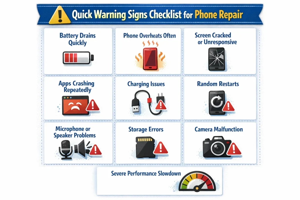 Quick Warning Signs Checklist for phones