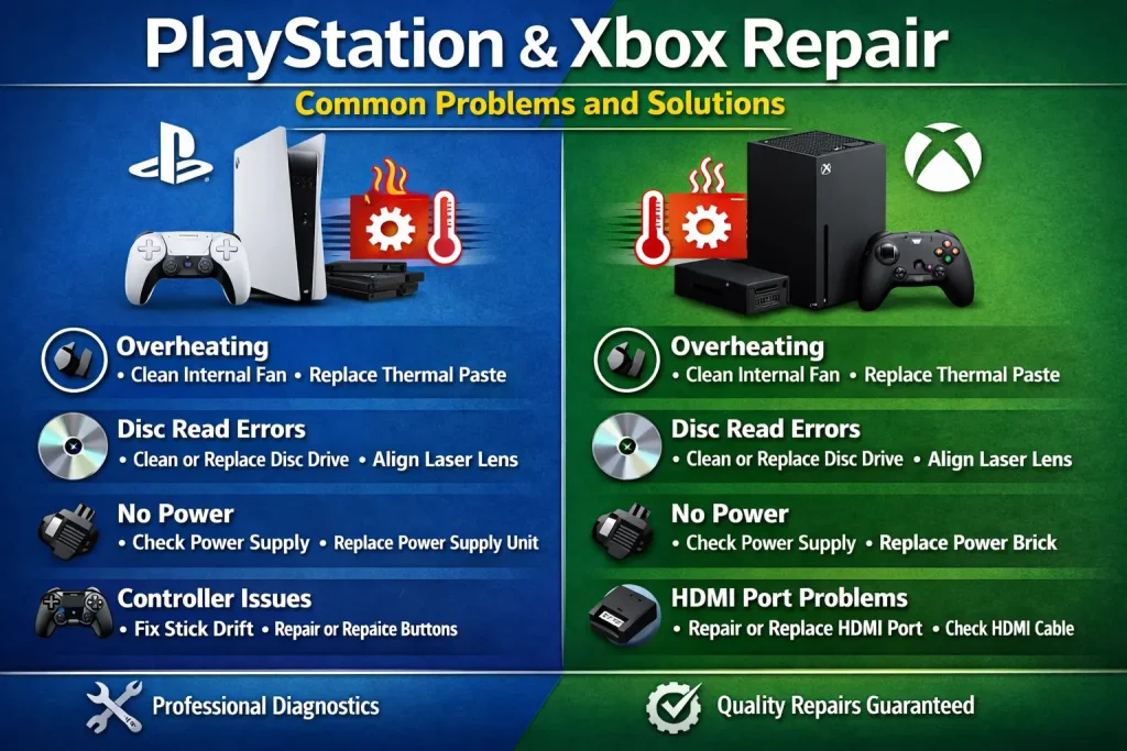 PlayStation and Xbox repair common issues