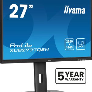 iiyama ProLite XUB2797QSN-B2 - LED monitor - 27" - 2560 x 1440 QHD @ 100 Hz - IPS - 300 cd/m² - 1300:1 - 1 ms - HDMI, DisplayPort, USB-C - speakers - black, matte