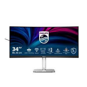 Philips 34B2U5600C - 5000 Series - LED monitor - curved - USB - 34" - 3440 x 1440 WQHD @ 120 Hz - VA - 300 cd/m² - 4000:1 - 4 ms - 2xHDMI, DisplayPort, USB-C - speakers - charcoal