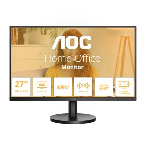 AOC U27B3A - LED monitor - 27" - 3840 x 2160 4K UHD (2160p) @ 60 Hz - IPS - 350 cd/m² - 1000:1 - HDR10 - 4 ms - 2xHDMI, DisplayPort - speakers - black