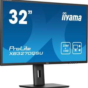 iiyama ProLite XB3270QSU-B1 - LED monitor - 32" (31.5" viewable) - 2560 x 1440 WQHD @ 100 Hz - IPS - 250 cd/m² - 1200:1 - 3 ms - HDMI, DisplayPort - speakers - matte black