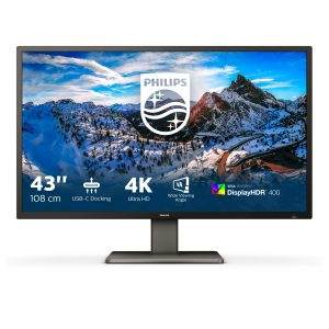 Philips 439P1 - LED monitor - 43" - 3840 x 2160 4K @ 60 Hz - VA - 400 cd/m² - 4000:1 - DisplayHDR 400 - 4 ms - 3xHDMI, DisplayPort, USB-C - speakers - black texture