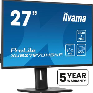 iiyama ProLite XUB2797UHSNP-B1 - LED monitor - 27" - 3840 x 2160 4K @ 60 Hz - IPS - 350 cd/m² - 1300:1 - 4 ms - HDMI, DisplayPort, USB-C - speakers - black, matte