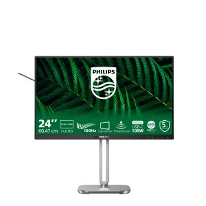 Philips 24B2G5301 - 5000 Series - LED monitor - USB - 24" - 1920 x 1080 Full HD (1080p) @ 100 Hz - IPS - 1500:1 - HDMI, VGA, DisplayPort, USB-C - speakers - silver, charcoal