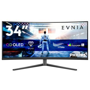 Philips Evnia 6000 34M2C6500 - OLED monitor - gaming - curved - 34" - 3440 x 1440 WQHD @ 175 Hz - 1000 cd/m² - 1000000:1 - DisplayHDR 400 True Black - 0.03 ms - 2xHDMI, DisplayPort - dark slate