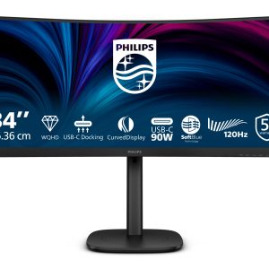 Philips 34B2U3600C - 3000 Series - LED monitor - curved - 34" - 3440 x 1440 WQHD @ 120 Hz - VA - 3500:1 - HDMI, DisplayPort, USB-C - speakers - textured black