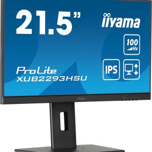 iiyama ProLite XUB2293HSU-B7 - LED monitor - 21.5" - 1920 x 1080 Full HD (1080p) @ 100 Hz - IPS - 300 cd/m² - 1000:1 - 1 ms - HDMI, DisplayPort - speakers - black, matte