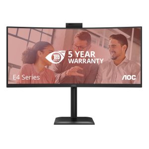 AOC CU34E4CW - LED monitor - curved - USB - 34" - 3440 x 1440 UWQHD - VA - 350 cd/m² - 3500:1 - HDR10 - 4 ms - 2xHDMI, DisplayPort - speakers - black
