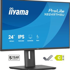 iiyama ProLite XB2497HSU-B1 - LED monitor - 24" (23.8" viewable) - 1920 x 1080 Full HD (1080p) @ 120 Hz - IPS - 350 cd/m² - 1500:1 - 4 ms - HDMI, DisplayPort - speakers - black, matte