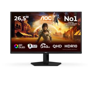 AOC Gaming Q27G41ZDF - G4 Series - OLED monitor - gaming - 27" (26.5" viewable) - 2560 x 1440 QHD @ 240 Hz - HDR10 - 0.03 ms - HDMI, DisplayPort - black, red