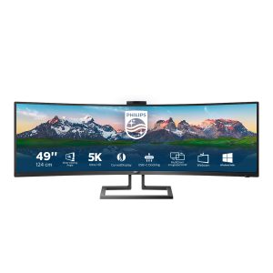Philips Brilliance P-line 499P9H - LED monitor - curved - 49" (48.8" viewable) - 5120 x 1440 Dual Quad HD @ 60 Hz - VA - 450 cd/m² - 3000:1 - DisplayHDR 400 - 5 ms - 2xHDMI, DisplayPort, USB-C - speakers - textured black