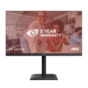 AOC U27E4CV - E4 Series - LED monitor - 27" - 3840 x 2160 4K UHD (2160p) @ 60 Hz - IPS - 400 cd/m² - 1200:1 - 4 ms - 2xHDMI, DisplayPort, USB-C - speakers - black