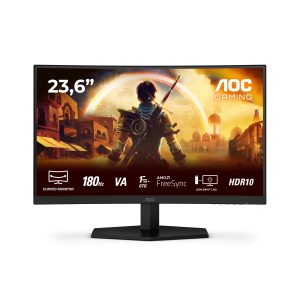 AOC Gaming C24G42E - LED monitor - gaming - curved - 24" (23.6" viewable) - 1920 x 1080 Full HD (1080p) @ 180 Hz - Fast VA - 250 cd/m² - 3000:1 - HDR10 - 0.5 ms - 2xHDMI, DisplayPort - speakers - black, red