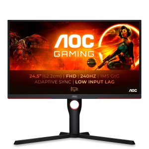 AOC Gaming 25G3ZM/BK - G3 Series - LED monitor - gaming - 25" (24.5" viewable) - 1920 x 1080 Full HD (1080p) @ 240 Hz - VA - 300 cd/m² - 3000:1 - 0.5 ms - 2xHDMI, DisplayPort - black, red
