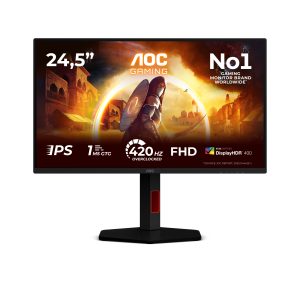 AOC Gaming 25G4KUR - G4 Series - LED monitor - gaming - 25" (24.5" viewable) - 1920 x 1080 Full HD @ 400 Hz - Fast IPS - 400 cd/m² - 1000:1 - DisplayHDR 400 - 0.3 ms - 2xHDMI, DisplayPort - black, red
