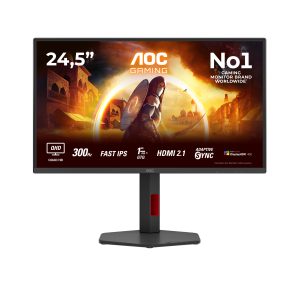 AOC Gaming Q25G4SR - LED monitor - gaming - 25" (24.5" viewable) - 2560 x 1440 QHD @ 300 Hz - IPS - 400 cd/m² - 1000:1 - DisplayHDR 400 - 0.3 ms - 2xHDMI, DisplayPort - speakers - black, red