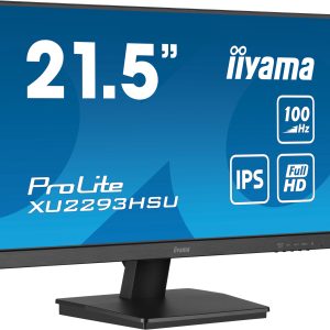 iiyama ProLite XU2293HSU-B7 - LED monitor - 22" (21.5" viewable) - 1920 x 1080 Full HD (1080p) @ 100 Hz - IPS - 300 cd/m² - 1000:1 - 1 ms - HDMI, DisplayPort - speakers - black, matte