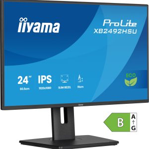 iiyama ProLite XB2492HSU-B1 - LED monitor - 24" (23.8" viewable) - 1920 x 1080 Full HD (1080p) @ 120 Hz - IPS - 300 cd/m² - 1500:1 - 3 ms - HDMI, DisplayPort - speakers - black, matte