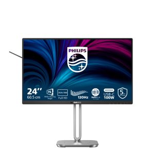 Philips 24B2U4301 - 4000 Series - LED monitor - 24" (23.8" viewable) - 1920 x 1080 Full HD (1080p) @ 120 Hz - IPS - 300 cd/m² - 1500:1 - 4 ms - HDMI, DisplayPort, USB-C - speakers - silver, charcoal