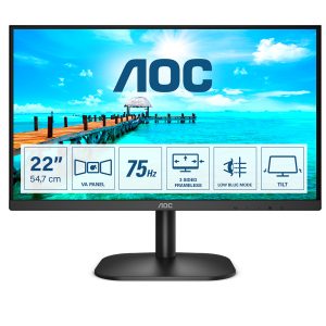 AOC 22B2H/EU - LED monitor - 22" (21.5" viewable) - 1920 x 1080 Full HD (1080p) @ 75 Hz - VA - 200 cd/m² - 3000:1 - 4 ms - HDMI, VGA - black
