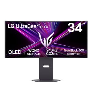 LG UltraGear 34GX900A-B - OLED monitor - gaming - curved - 34" (33.9" viewable) - 3440 x 1440 UWQHD @ 240 Hz - 1300 cd/m² - 1500000:1 - DisplayHDR 400 True Black - 0.03 ms - 2xHDMI, DisplayPort, USB-C - speakers - black