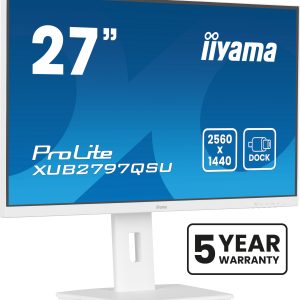 iiyama ProLite XUB2797QSU-W2 - LED monitor - 27" - 2560 x 1440 QHD @ 100 Hz - IPS - 300 cd/m² - 1300:1 - 1 ms - HDMI, DisplayPort - speakers - matt white