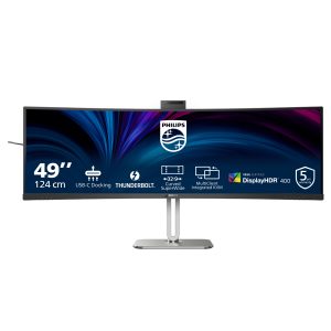Philips 49B2U6903CH - 6000 Series - LED monitor - curved - 49" (48.8" viewable) - 5120 x 1440 SuperWide @ 100 Hz - VA - 500 cd/m² - 3000:1 - DisplayHDR 400 - 4 ms - Thunderbolt 4, 2xHDMI, DisplayPort - speakers - silver