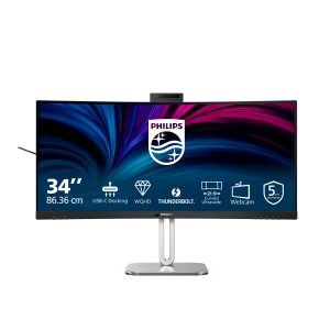 Philips 34B2U6603CH - 6000 Series - LED monitor - curved - 34" - 3440 x 1440 WQHD @ 120 Hz - VA - 550 cd/m² - 4000:1 - DisplayHDR 400 - 4 ms - Thunderbolt 4, 2xHDMI, DisplayPort - speakers - charcoal