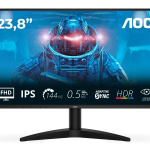 AOC 24B36X - LED monitor - 24" (23.8" viewable) - 1920 x 1080 Full HD (1080p) @ 144 kHz - IPS - 1500:1 - HDR10 - 0.5 ms - HDMI, DisplayPort - black