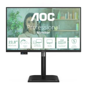 AOC Pro-line 24P4CV - P4 Series - LED monitor - USB - 24" (23.8" viewable) - 1920 x 1080 Full HD @ 120 Hz - IPS - 300 cd/m² - 1500:1 - 4 ms - HDMI, DisplayPort, USB-C - speakers - black