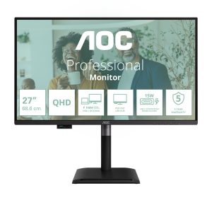 AOC Pro-line Q27P4CV - P4 Series - LED monitor - 27" - 2560 x 1440 QHD @ 120 Hz - IPS - 350 cd/m² - 1500:1 - 4 ms - HDMI, DisplayPort, USB-C - speakers - black