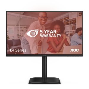 AOC 24E4U - LED monitor - 24" (23.8" viewable) - 1920 x 1080 Full HD (1080p) @ 120 Hz - IPS - 300 cd/m² - 1500:1 - 4 ms - HDMI, VGA, DisplayPort - speakers - black