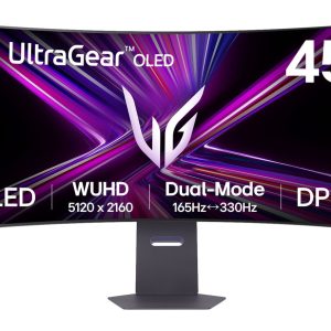 LG UltraGear 45GX950A-B - OLED monitor - gaming - curved - 45" (44.5" viewable) - 5120 x 2160 WUHD @ 165 Hz - 1300 cd/m² - 1500000:1 - DisplayHDR 400 True Black - 0.03 ms - 2xHDMI, DisplayPort, USB-C - speakers - black