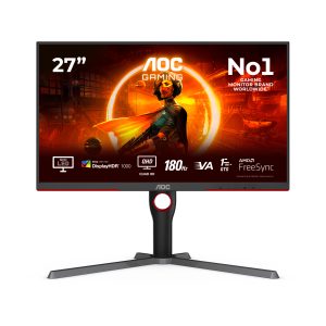 AOC Gaming Q27G3XMN/BK - LED monitor - gaming - 27" - 2560 x 1440 QHD @ 180 Hz - VA - 700 cd/m² - 4000:1 - DisplayHDR 1000 - 1 ms - HDMI, DisplayPort - black