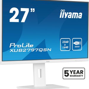 iiyama ProLite XUB2797QSN-W2 - LED monitor - 27" - 2560 x 1440 QHD @ 100 Hz - IPS - 300 cd/m² - 1300:1 - 1 ms - HDMI, DisplayPort, USB-C - speakers - white, matte
