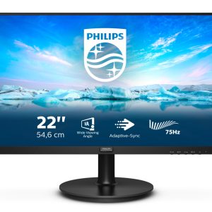 Philips V-line 222V8LA - LED monitor - 22" - 1920 x 1080 Full HD (1080p) @ 75 Hz - VA - 250 cd/m² - 3000:1 - 4 ms - HDMI, VGA, DisplayPort - speakers - textured black
