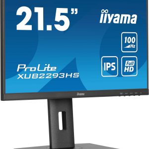 iiyama ProLite XUB2293HS-B6 - LED monitor - 21.5" - 1920 x 1080 Full HD (1080p) @ 100 Hz - IPS - 300 cd/m² - 1000:1 - 1 ms - HDMI, DisplayPort - speakers - matte black