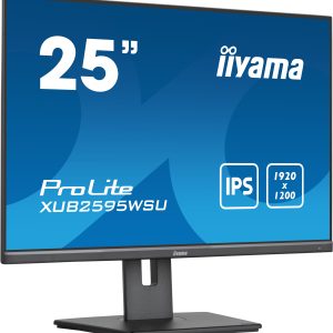 iiyama ProLite XUB2595WSU-B5 - LED monitor - 25" - 1920 x 1200 WUXGA - IPS - 300 cd/m² - 1000:1 - 4 ms - HDMI, VGA, DisplayPort - speakers - black, matte
