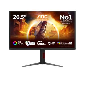 AOC Gaming Q27G4ZD - OLED monitor - gaming - 27" (26.5" viewable) - 2560 x 1440 QHD @ 240 Hz - 1000 cd/m² - 15000000:1 - DisplayHDR 400 True Black - 0.03 ms - 2xHDMI, DisplayPort - black, red