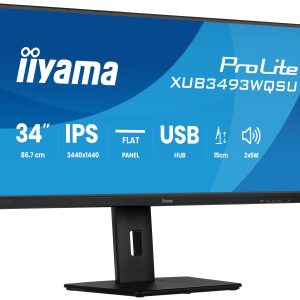 iiyama ProLite XUB3493WQSU-B6 - LED monitor - 34" - 3440 x 1440 UWQHD @ 120 Hz - IPS - 400 cd/m² - 1000:1 - 1 ms - 2xHDMI, DisplayPort - speakers - matte black