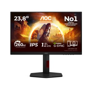 AOC Gaming 24G4ZR - LED monitor - gaming - 24" (23.8" viewable) - 1920 x 1080 Full HD (1080p) @ 240 Hz - Fast IPS - 1000:1 - HDR10 - 0.3 ms - 2xHDMI, DisplayPort - black, red