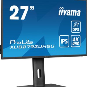 iiyama ProLite XUB2792UHSU-B6 - LED monitor - 27" - 3840 x 2160 4K @ 60 Hz - IPS - 350 cd/m² - 1300:1 - 4 ms - HDMI, DisplayPort, USB-C - speakers - matte black