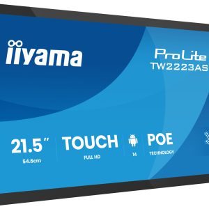 iiyama ProLite TW2223AS-B3P - Android PC - touch panel PC 1 RK3399 - RAM 2 GB - SSD - eMMC 16 GB - Cortex-A72 + A53 - Bluetooth 5.2, Gigabit Ethernet - Android 12 - monitor: LED 21.5" 1920 x 1080 (Full HD) touchscreen - black, matte