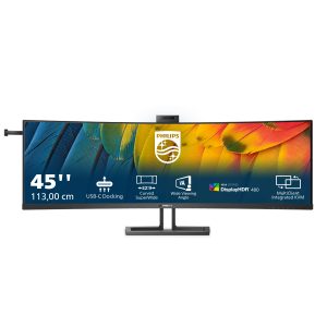 Philips 45B1U6900CH - 6000 Series - LED monitor - curved - 45" (44.5" viewable) - 5120 x 1440 Dual Quad HD @ 75 Hz - VA - 450 cd/m² - 3000:1 - DisplayHDR 400 - 4 ms - 2xHDMI, DisplayPort, 2xUSB-C - speakers - black